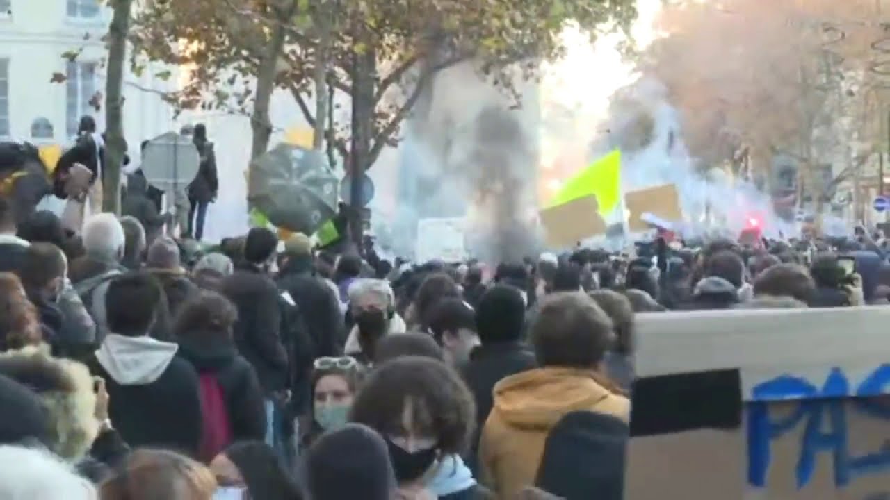 Watch: Fires and sounds of explosions heard in protests in France