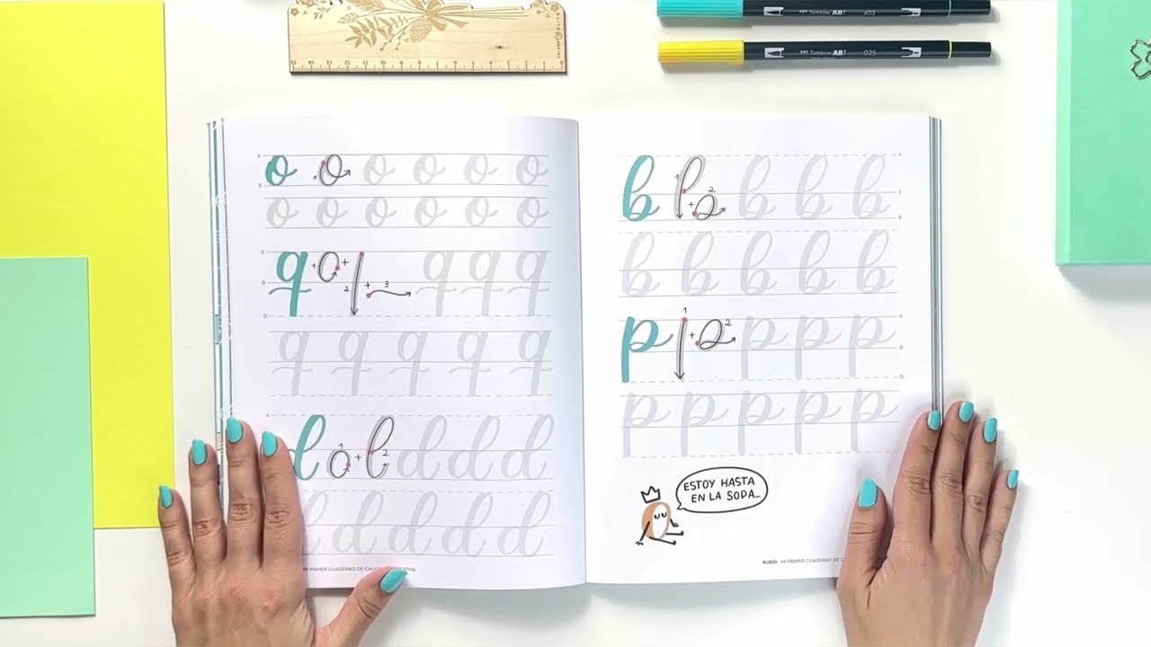 Aprende lettering con Mi primer cuaderno de caligrafia creativa y lettering. Rubio. Bibliotr&aacute;iler
