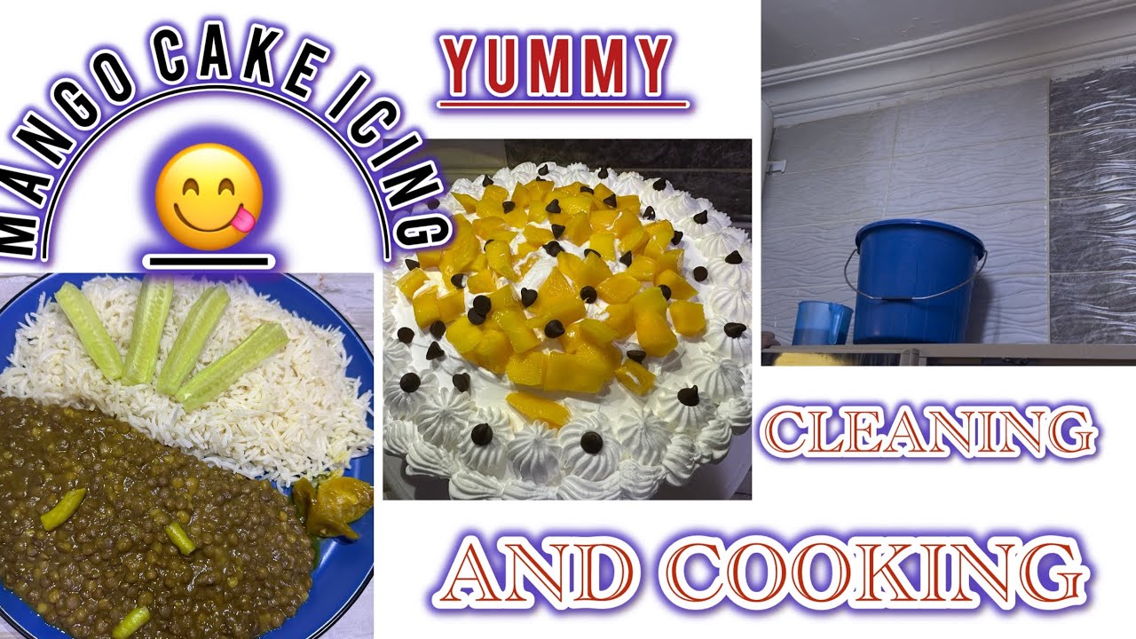 Cleaning and cooking| delicious mango cake recipe | itni garmi mein simple se masar chawal