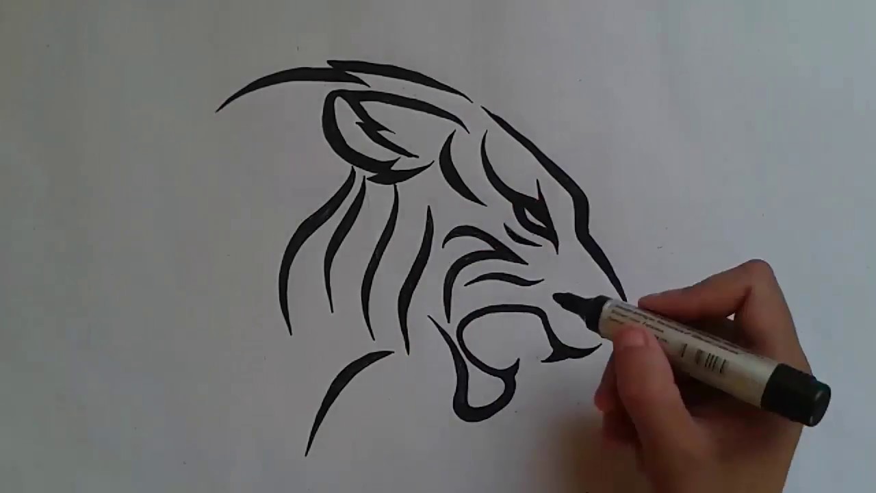 °°°How to draw tiger  tattoo....طرسقة رسم نمر وشم