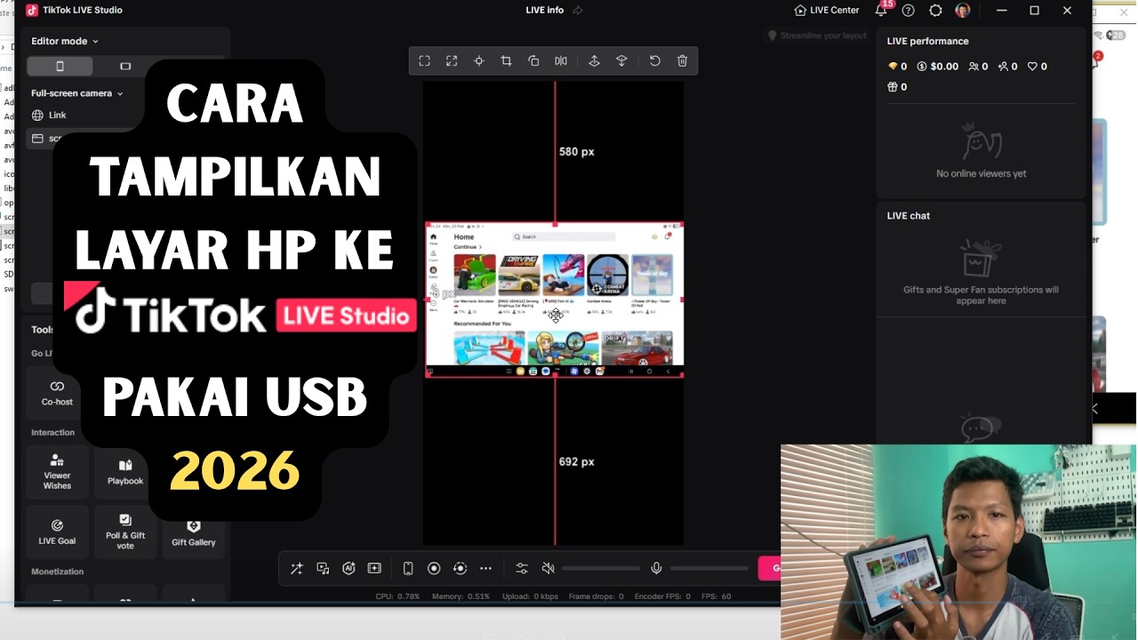 Mirroring Layar HP ke Tiktok Live Studio Pakai Kabel USB untuk Live Streaming Game Ke tiktok 2026