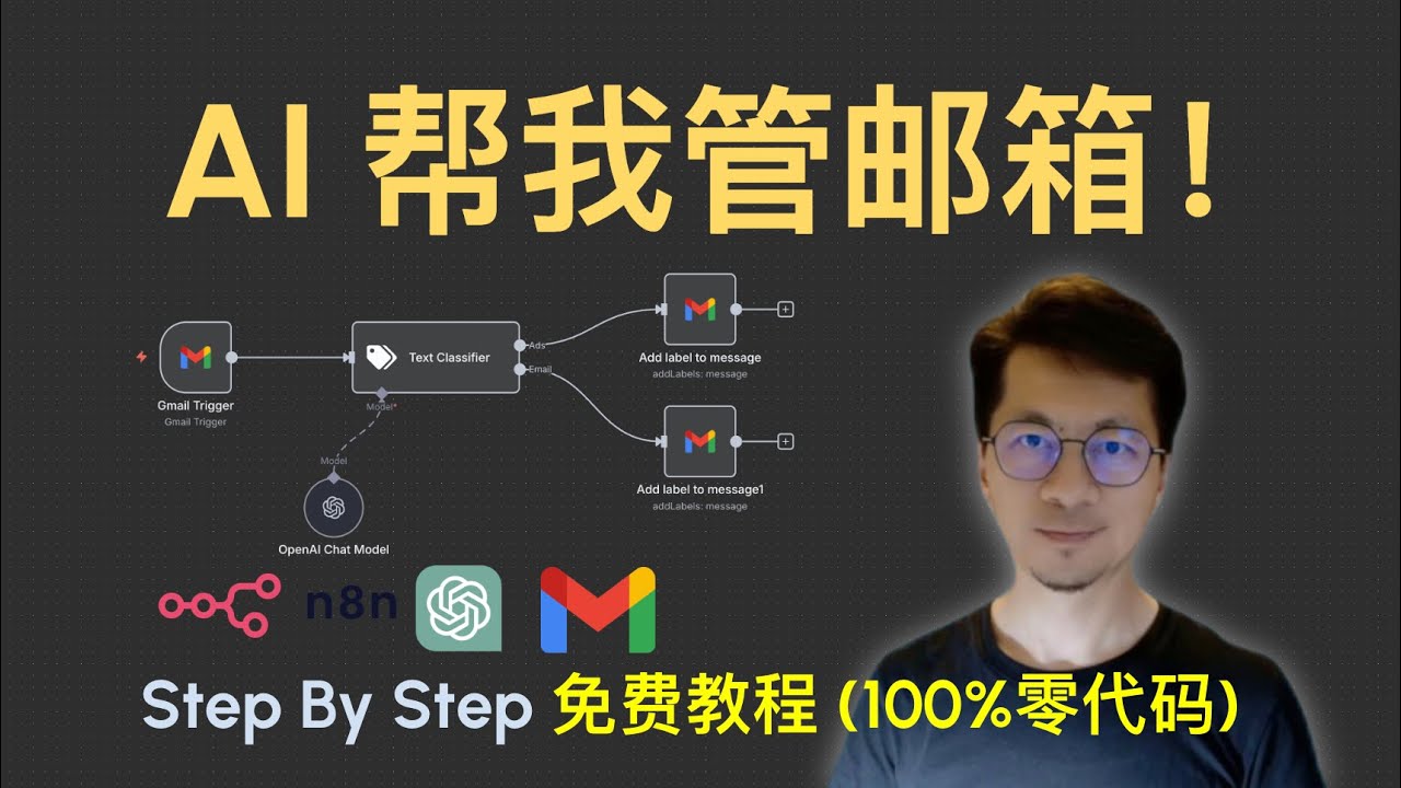 我用AI Agent自动管理邮箱，效率直接翻10倍！AI Agent EP2：用n8n+OpenAI自动分类Gmail广告邮件