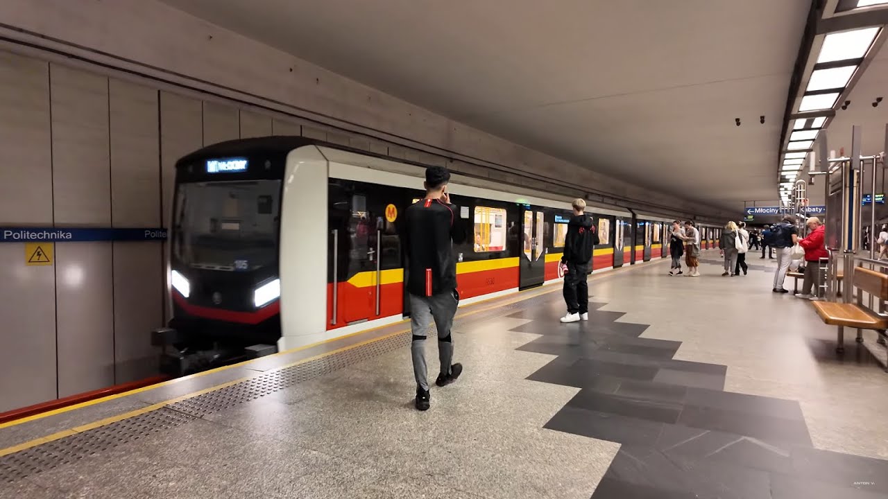 Poland, Warsaw, Metro night ride from Politechnika to Centrum