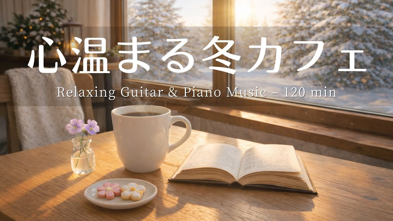 【癒し・作業用BGM】心温まるカフェ時間 Vol.3 ☕️⛄️| Relaxing Piano & Guitar – 120 min  やさしいギター＆ピアノのリラックス音楽｜集中・読書・勉強用