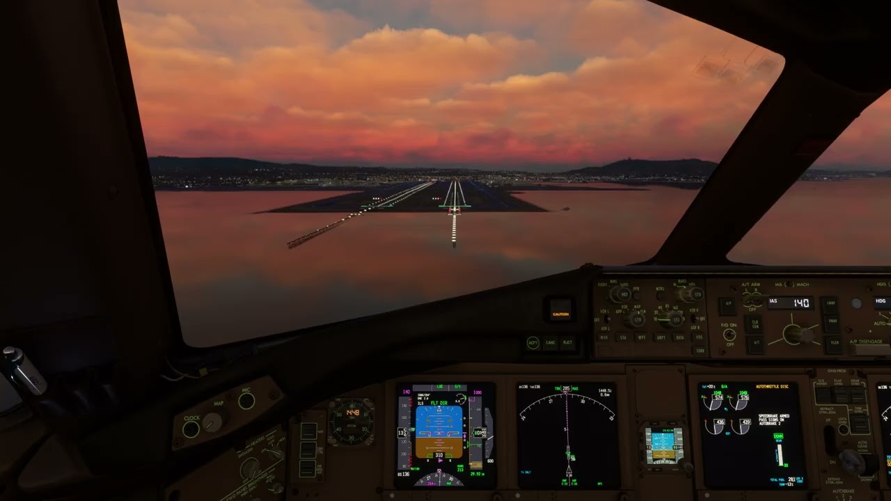 MSFS2020 B777 일출의 센프란시스코 착륙