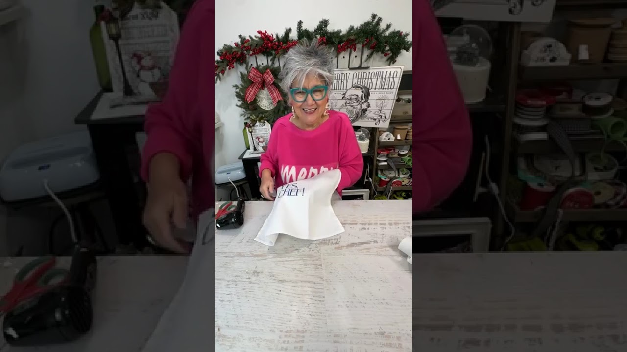 Yes Chef Dish Towel DIY with Ink and Heat Press Transfers [Chalk Couture Craft]