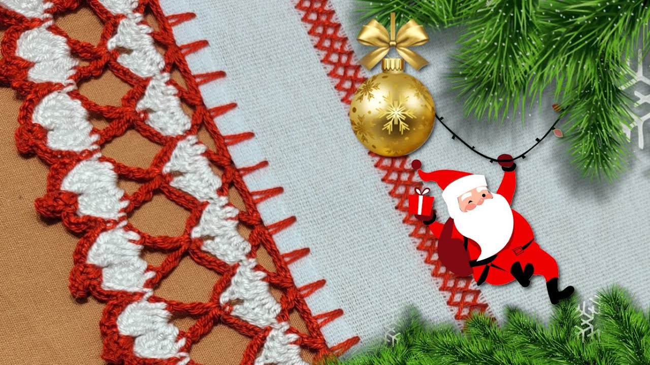 Como fazer Bico de Crochê para o Natal muito Fácil com 2 cores - 446