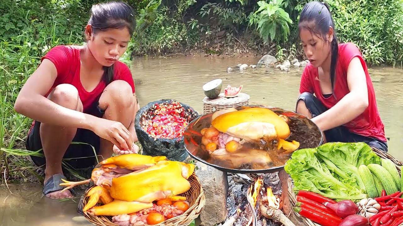 Amazing Cooking Skill by Chicken using what they have survival food in the forest