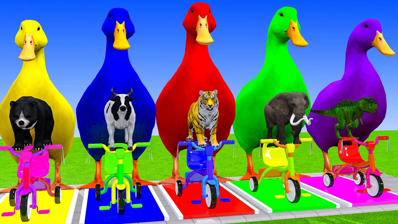 Long Slide Game with Cow Elephant Gorilla Hippopotamus Tiger 3d Animal Game Funny 3d Animals