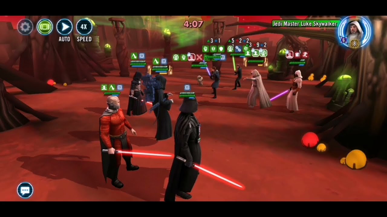 Sith Eternal Emperor vs Jedi Master Luke Skywalker teams - sure combo  for arena climbing