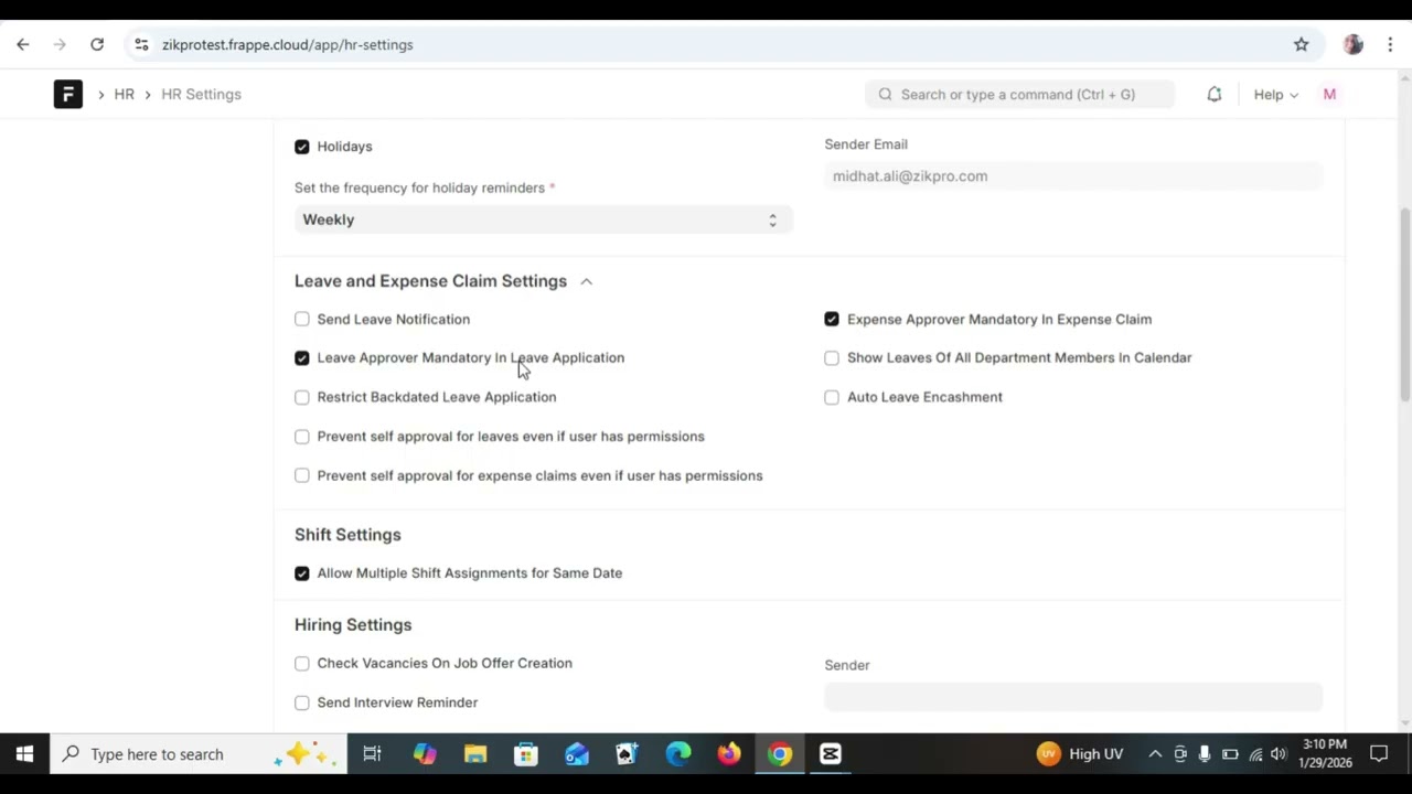 HR Settings in ERPNext