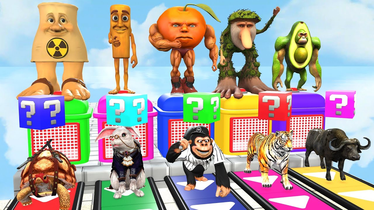 Long Slide Game With Elephant Gorilla Buffalo Hippopotamus Tiger 3d Animal Game Funny 3d Animals