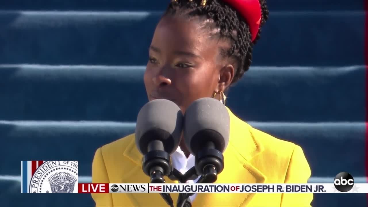 Amanda Gorman reads a poem at inauguration