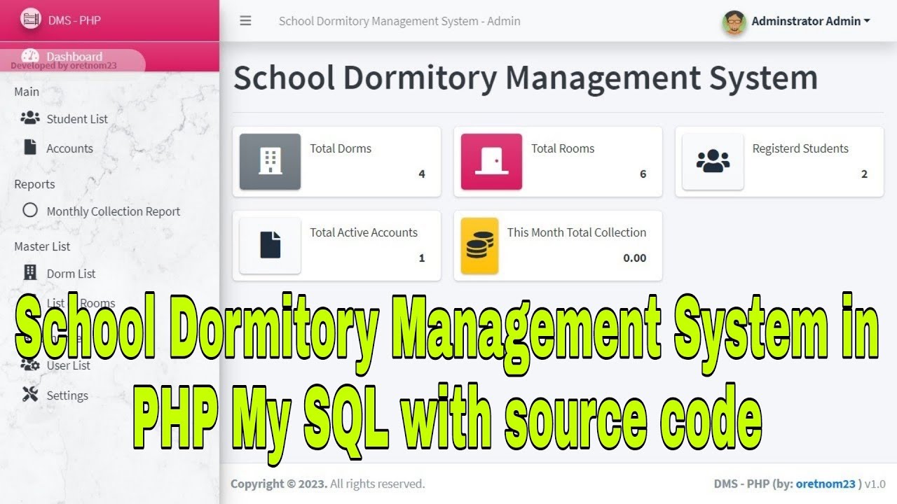 School Dormitory Management System in PHP My SQL with source code