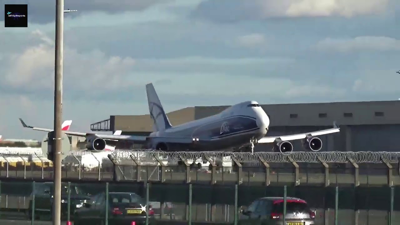 Air Bridge Cargo 747-400 at Landing at London Heathrow - Freighter