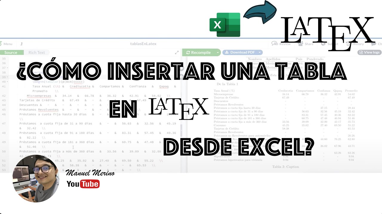 ¿Cómo insertar tablas en LaTeX desde Excel?