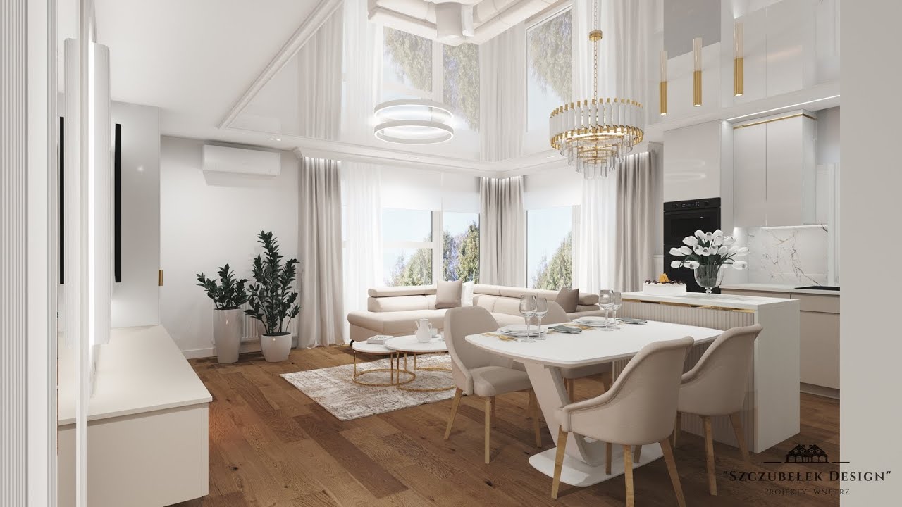 Projekt wnętrz mieszkania w Łomży w stylu modern classic dzienna