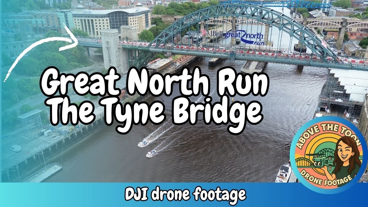 Great North run 2025 drone footage of the Tyne Bridge runners 4K