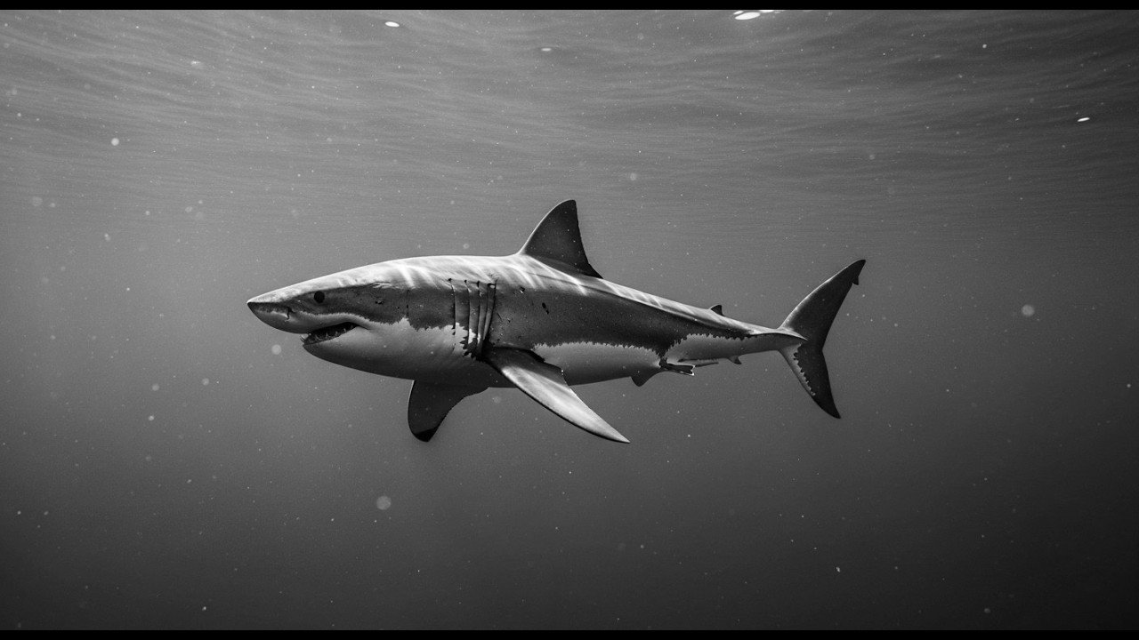Great White Shark in the Abyss | Meditation | Black & White