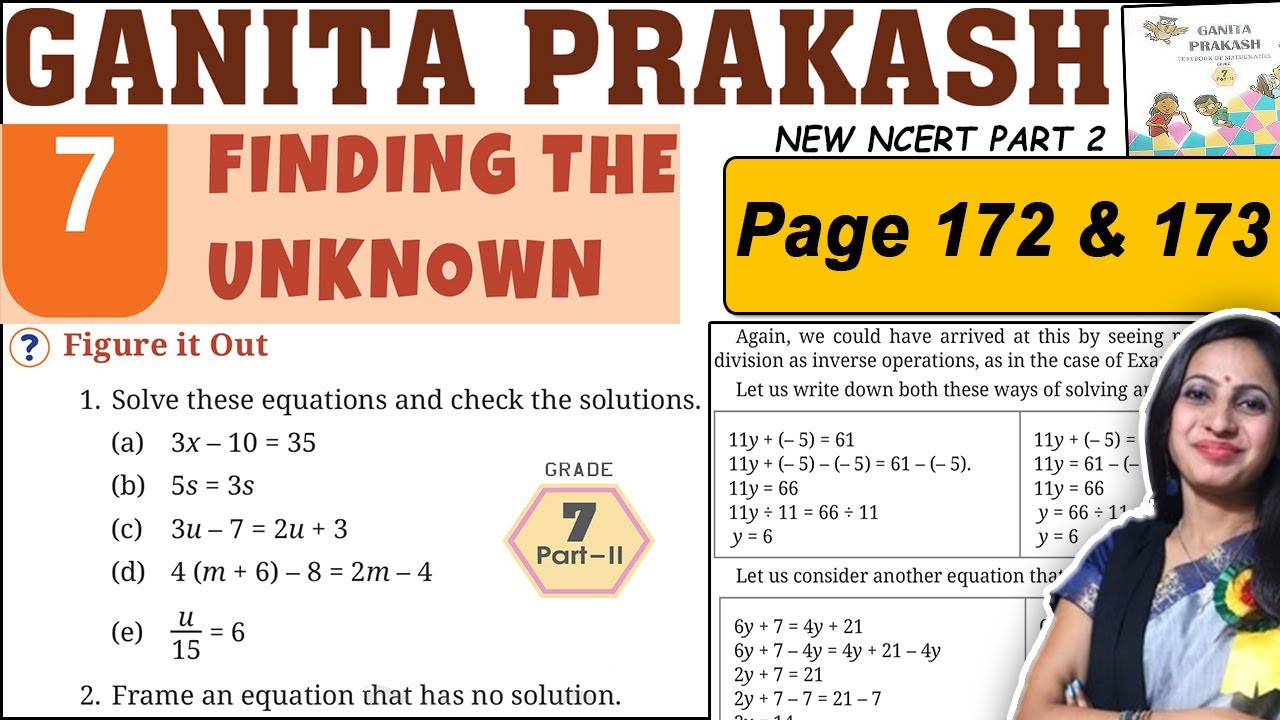 Class 7 Maths Ganita Prakash Part 2 | Chapter 7 Finding the unknown | Page 172 & 173 Explanation