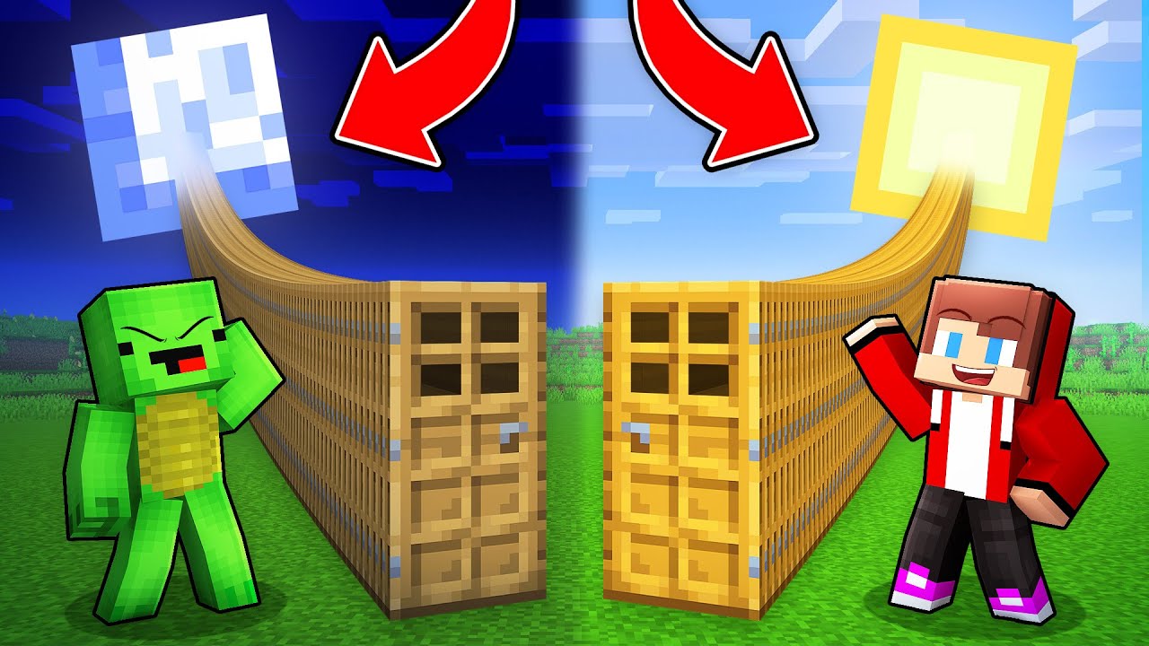 Mikey and JJ: Door to the MOON vs SUN in Minecraft (Maizen)
