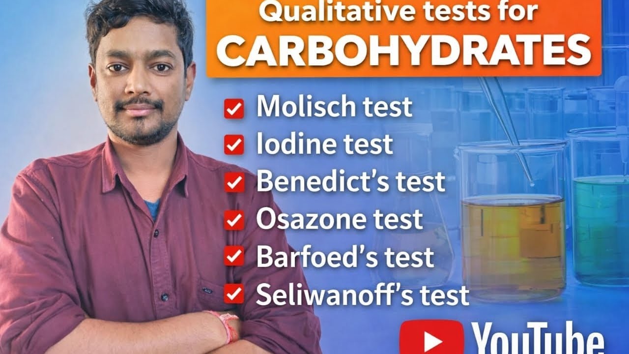#qualitative for #carbohydrates molisch test , Iodine testBenedict's test Barfoed's test seliwanoff 