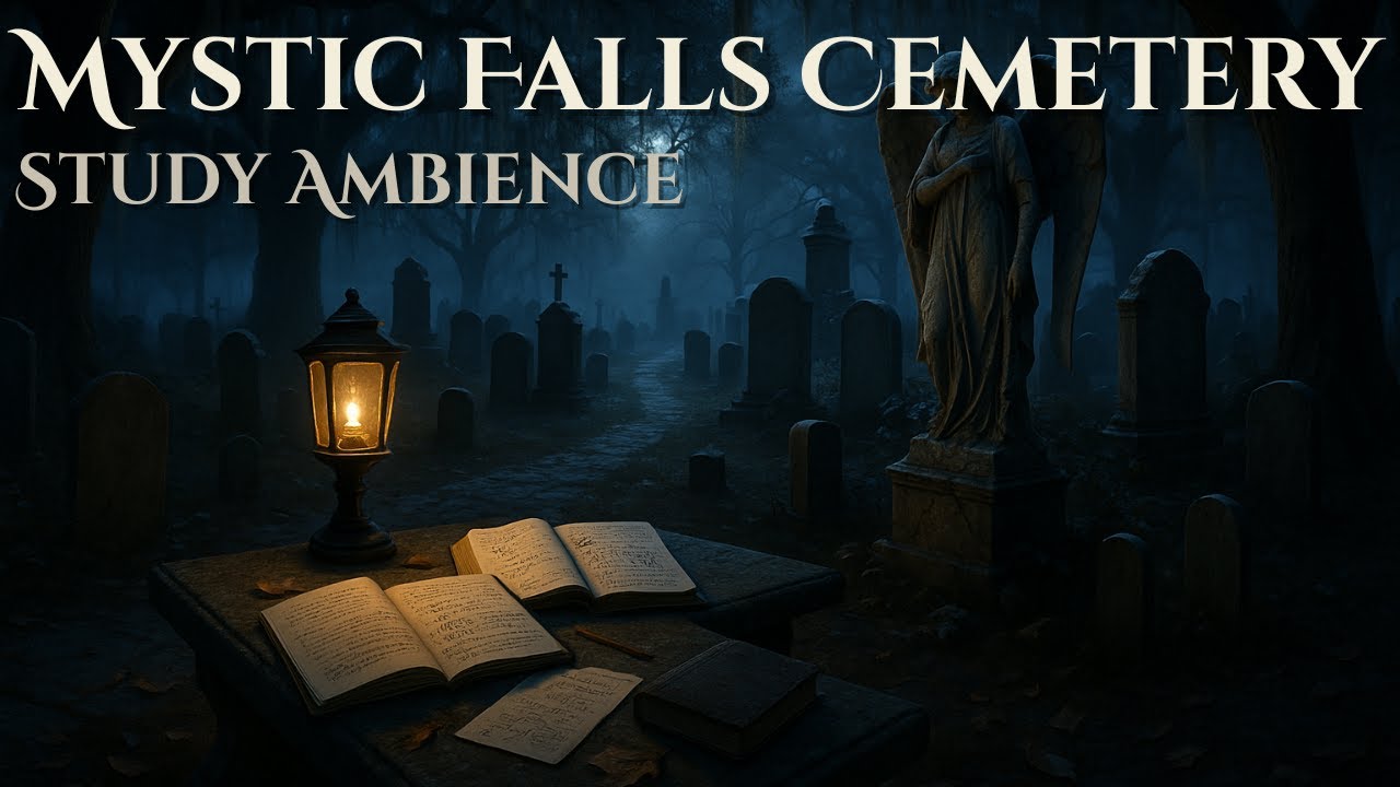 Mystic Falls Cemetery Study Ambience ✧ Vampire Diaries Inspired | Dark Academia • Foggy Night