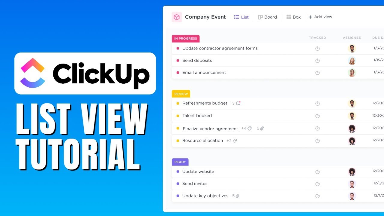 Clickup List View Tutorial - How To Use List View In Clickup