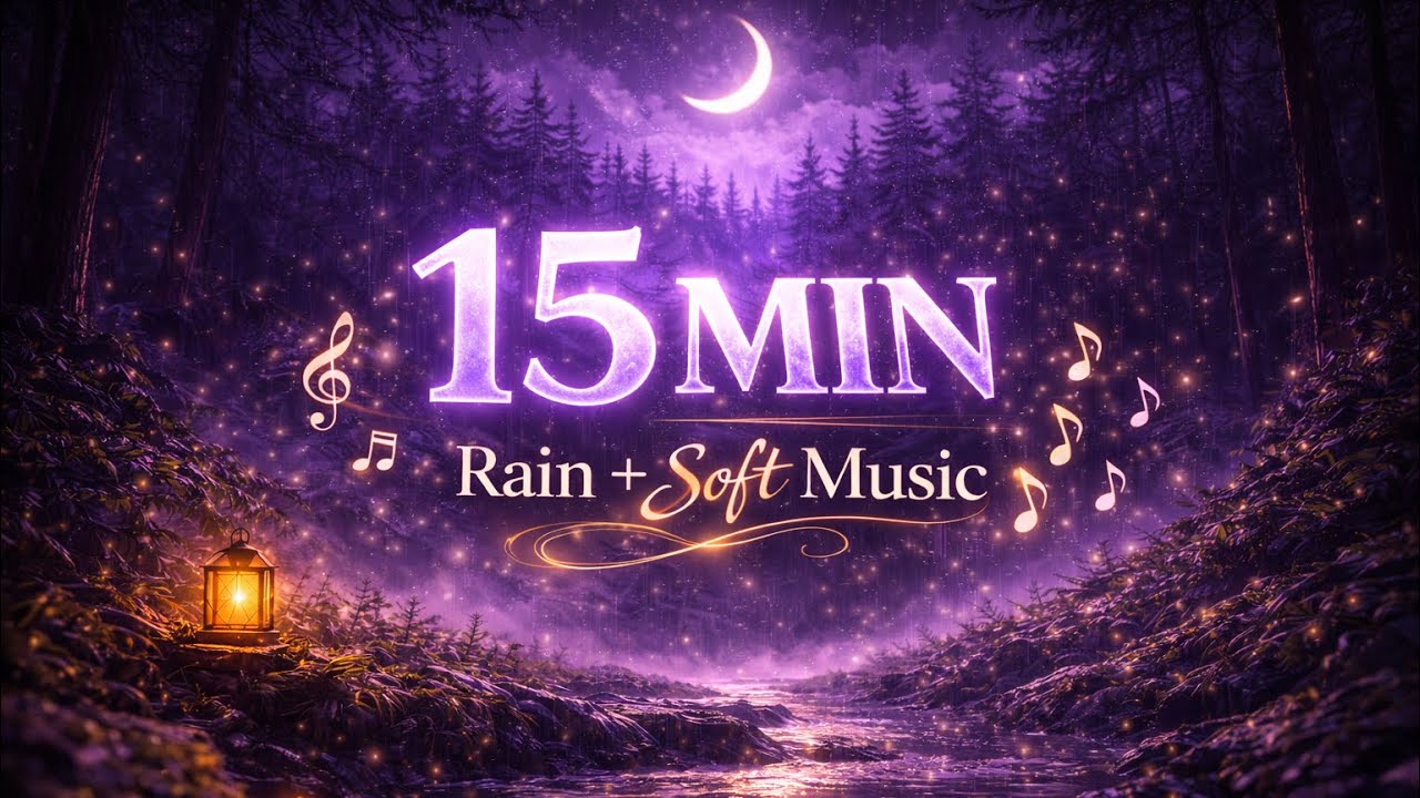 15 Minute Moonlit Forest Countdown 🎻 Soft Music, Rain & Mist | Relaxing Focus Timer