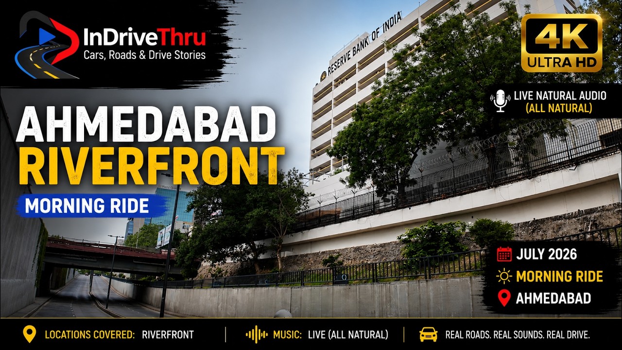 Ahmedabad Riverfront Morning Ride in 4K | Live Natural Drive #InDriveThru #Riverfront #Ahmedabad