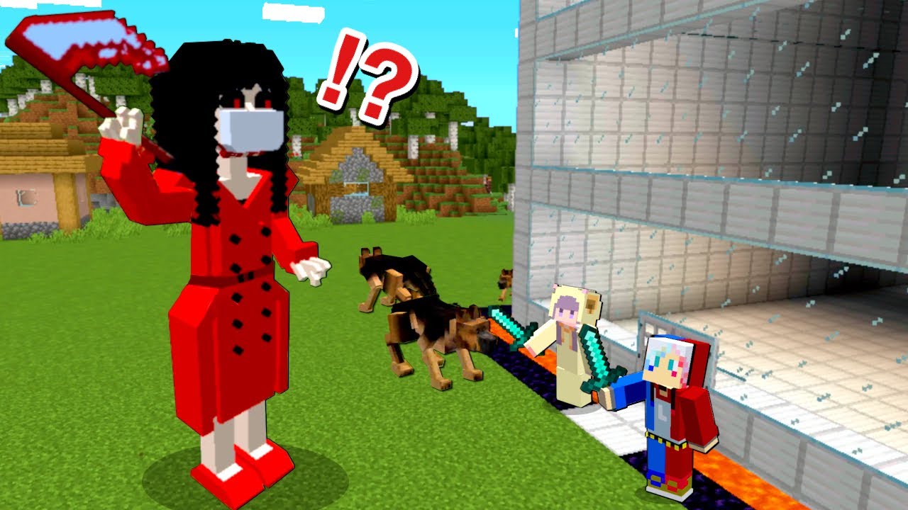 【口裂け女 VS セキュリティハウス】マイクラで超怖い都市伝説の幽霊が襲ってくる⁉️C4爆弾落とし穴やマグマトラップで攻撃★瞬間移動にミサイルで成仏させよう✨【まいくら minecraft】ぽっぴんず