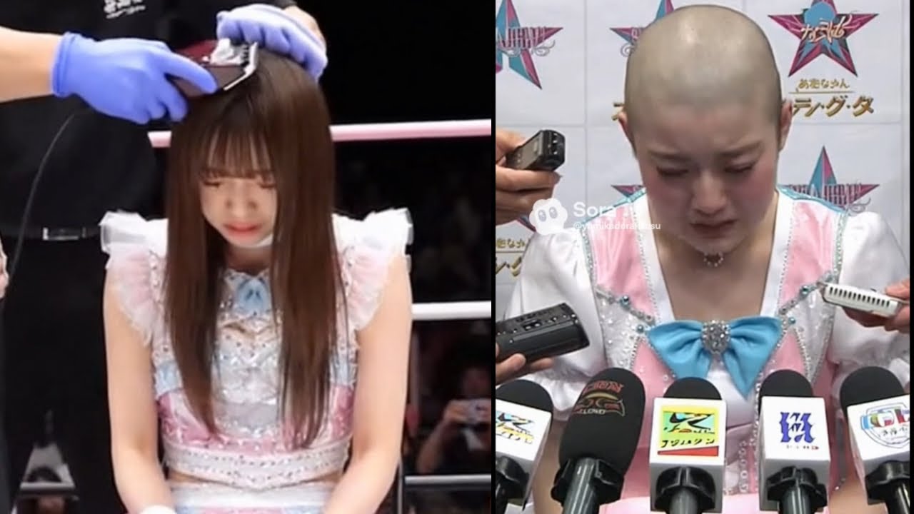 アイドルレスラー髪切り→記者会見集#生成ai #hairvshair  #headshave #女子プロレス #prowrestling 