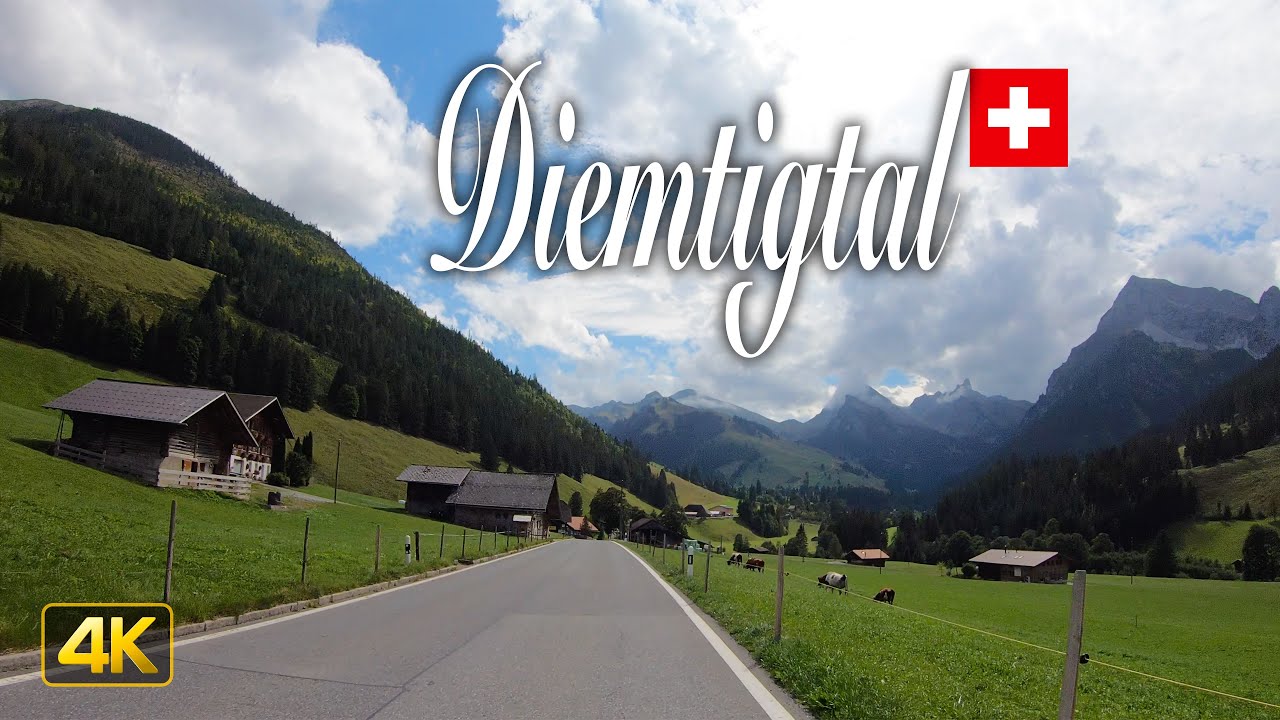 Driving up the Diemtigtal Valley from Wimmis to the Grimmialp, Switzerland