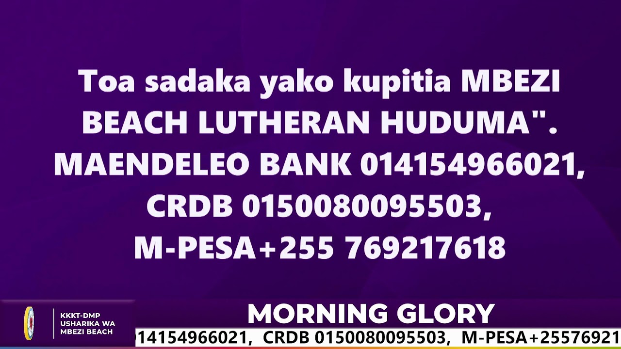Ibada Ya Morning Glory, Ijumaa, 30.01.2026.