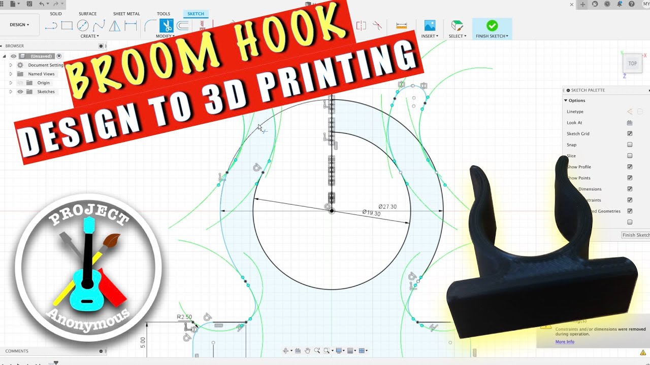 Designing & 3D Printing a Broom hook 🧹 w/ Fusion 360