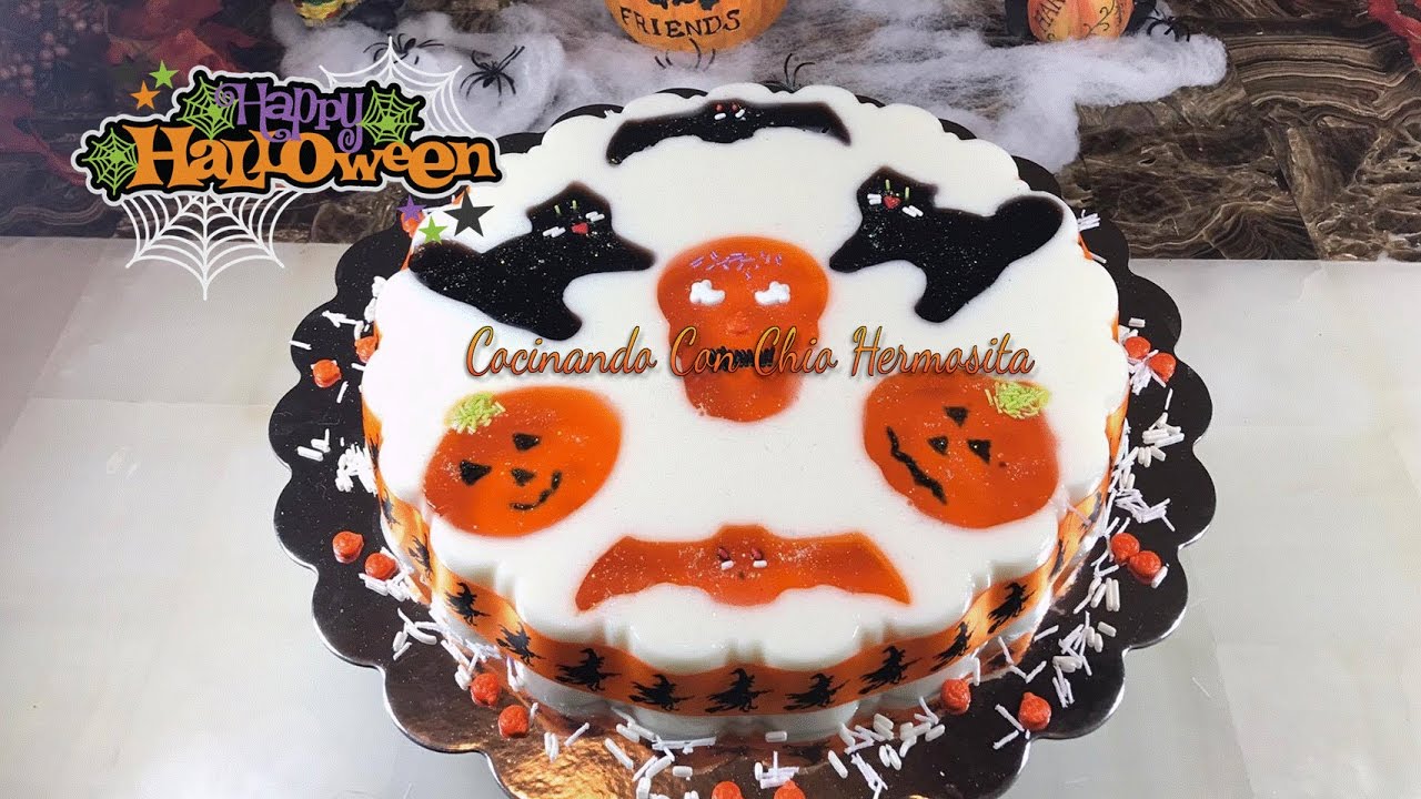 Gelatina de figuras de Halloween de leche sabor coco