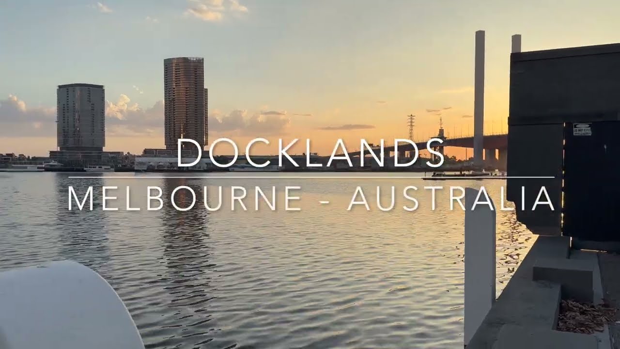 Walking Through Docklands At Sunset In 4k - Melbourne, Australia