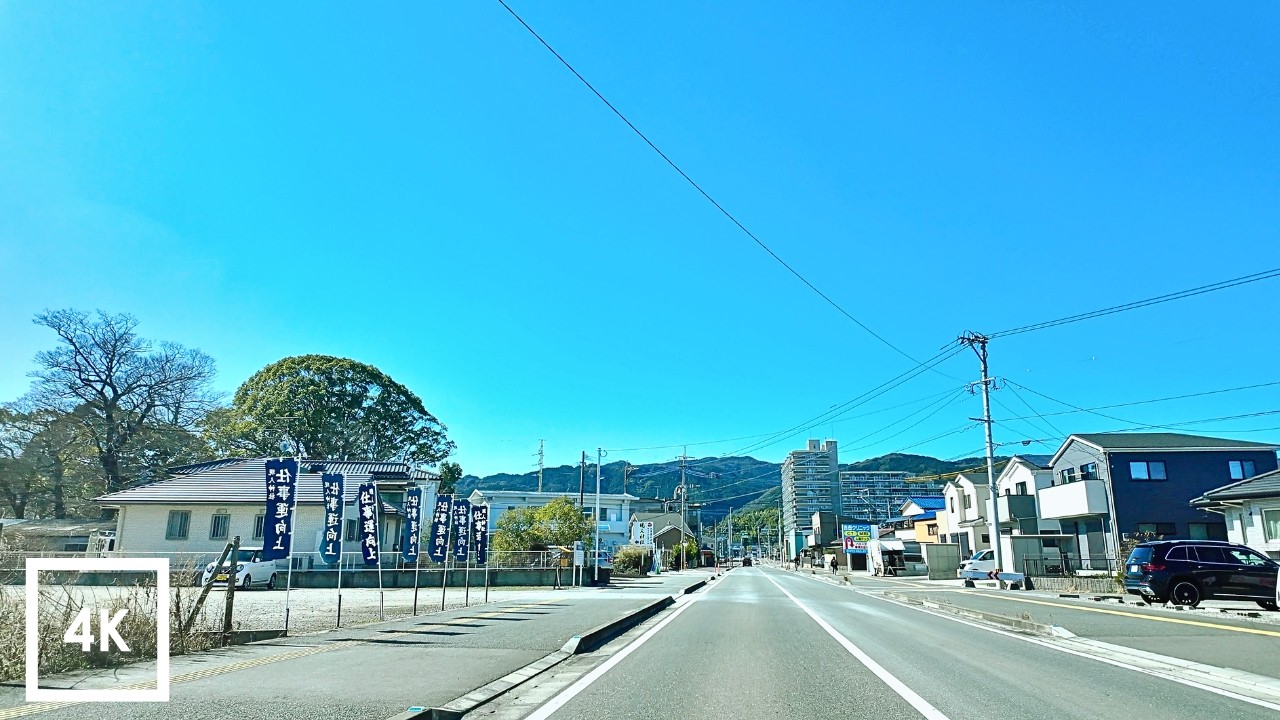 【4K Drive with BGM】Sunny Scenery in Greater Fukuoka｜with Soft Acoustic Guitar Music