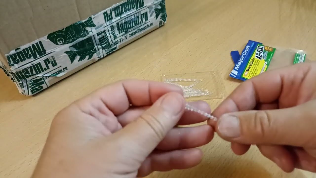 Распаковка посылки с силиконовой приманкой Major Craft Para Worm Aji-Flat по заказу Fmagazin