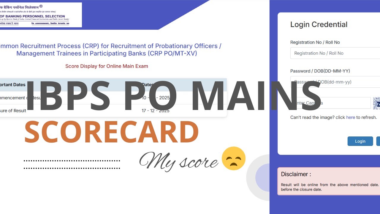 IBPS PO SCORECARD 2025 || Disappointment 😔 || #ibpspomains #ibpsexams #rrbclerk #bankexam