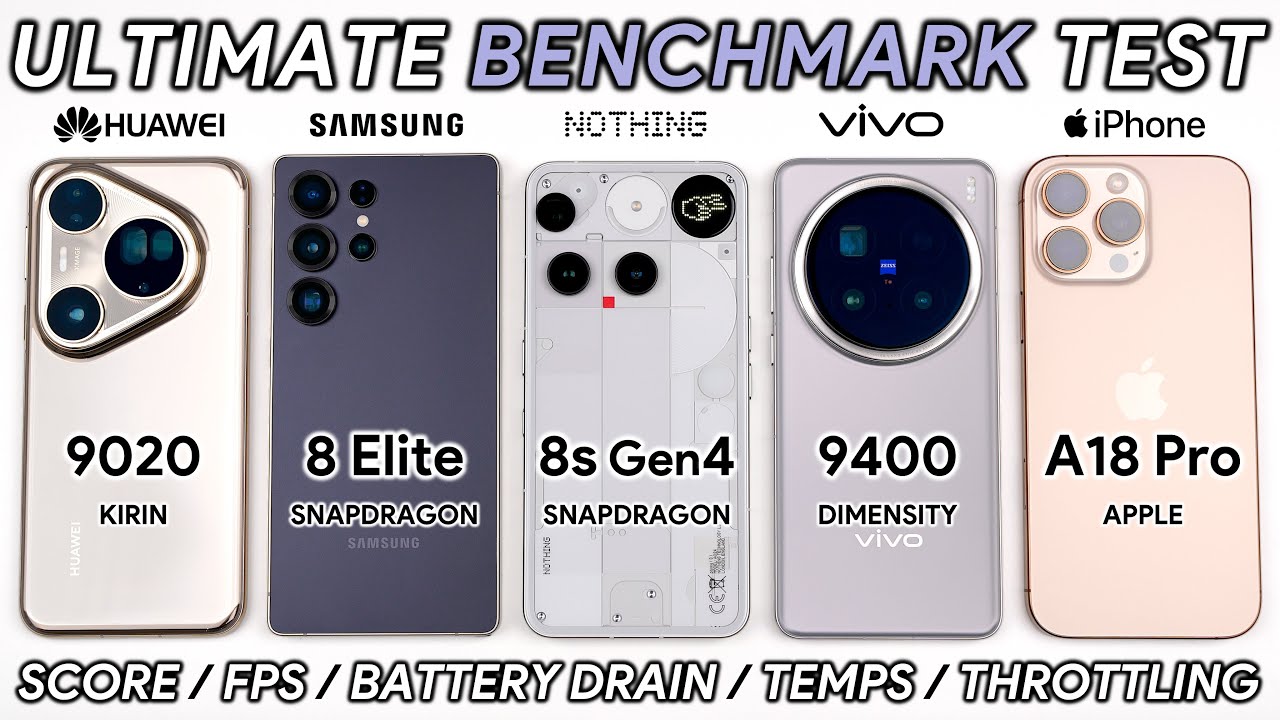 Huawei Pura 80 Ultra vs S25 Ultra vs Nothing 3 vs Vivo X200 Pro vs iPhone 16 Pro Max Benchmark Test