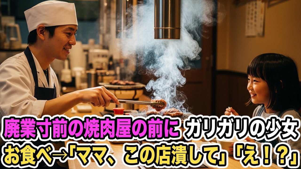 廃業寸前の焼肉屋にガリガリの少女が来店→店主「お腹いっぱい食べていきな」自慢の焼肉定食を振る舞った結果【感動する話】