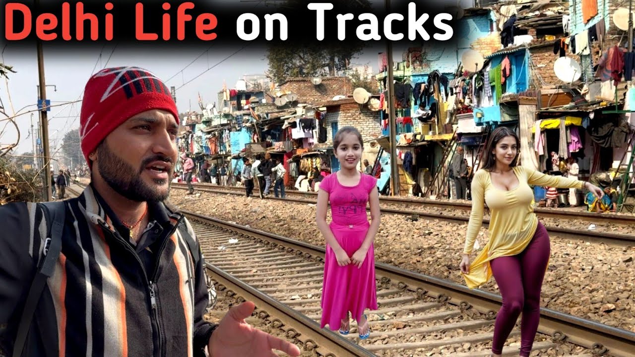 Delhi life near Indian railway tracks||Delhi slum area on tracks||Aazadpur delhi||Delhi vlogs