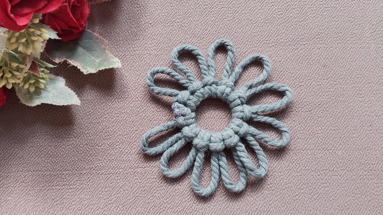 Macrame Flower Very Easy for Beginners using Lark's Head Knots