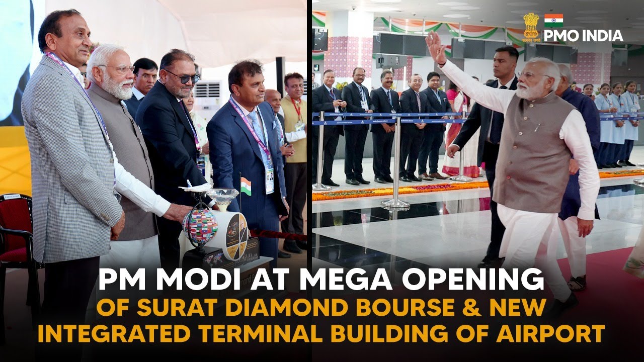 PM Modi Mega opening of Surat Diamond Bourse & new integrated terminal building of airport