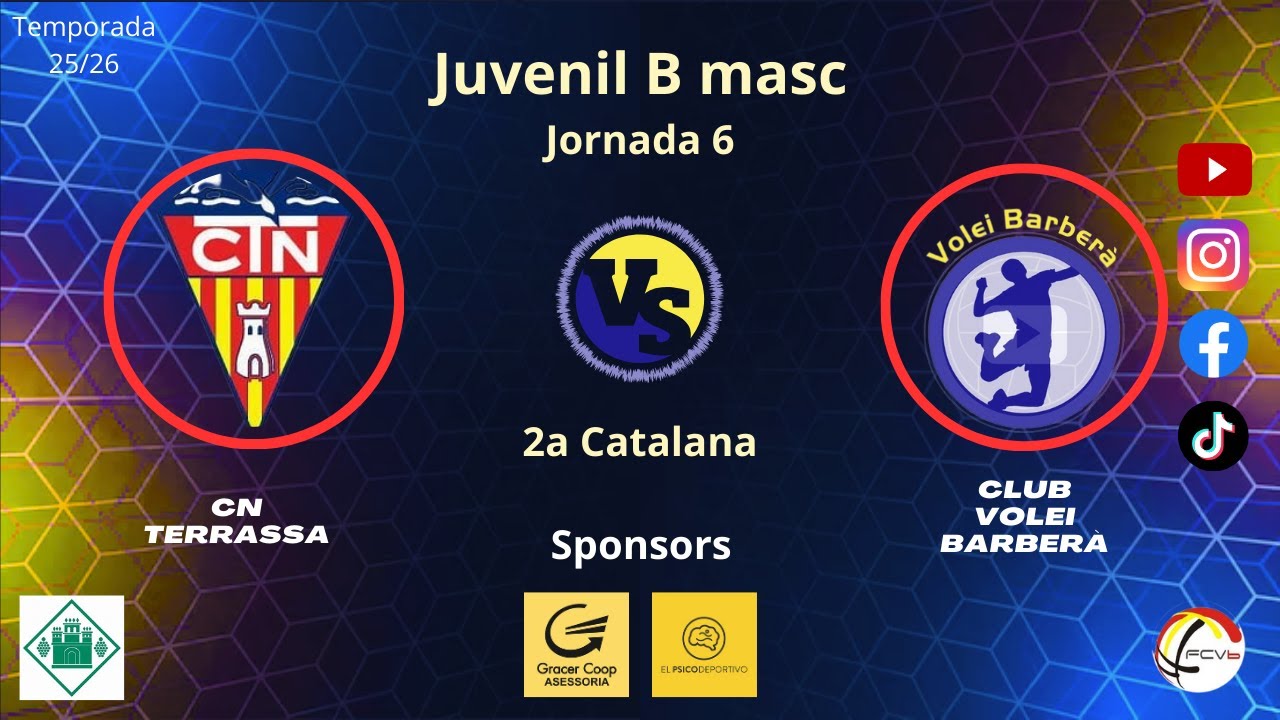 Cn Terrassa vs Cv Barberà, Juvenil B masculí, J6, 22/11/25, 2a catalana, #Aymibarberà!!