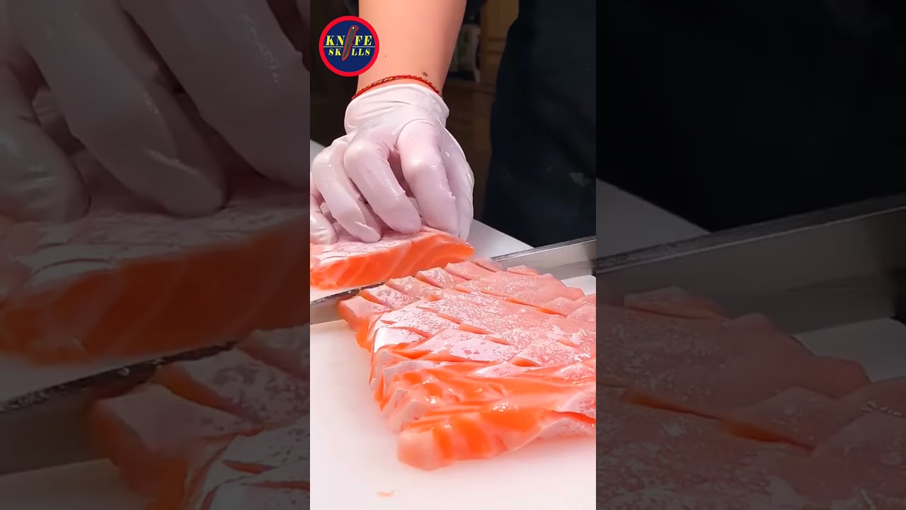 Knife Skills - Professional video fish cutting skills sashimi and sushi food 