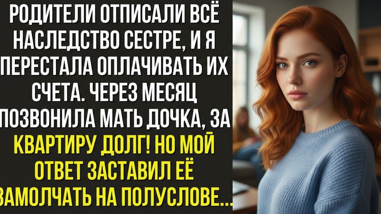 Родители отписали всё наследство сестре, и я перестала оплачивать их счета  Через месяц позвонила