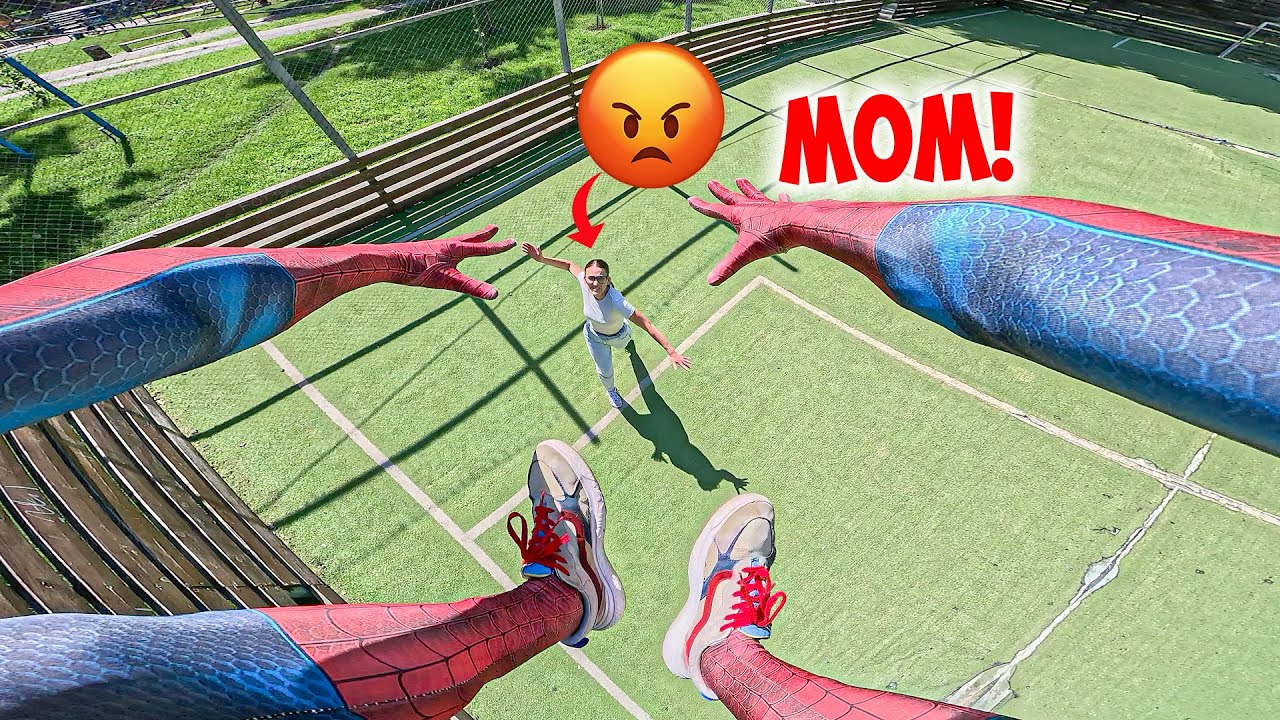 SPIDER-MAN ESCAPING ANGRY MOM (Funny Parkour POV)