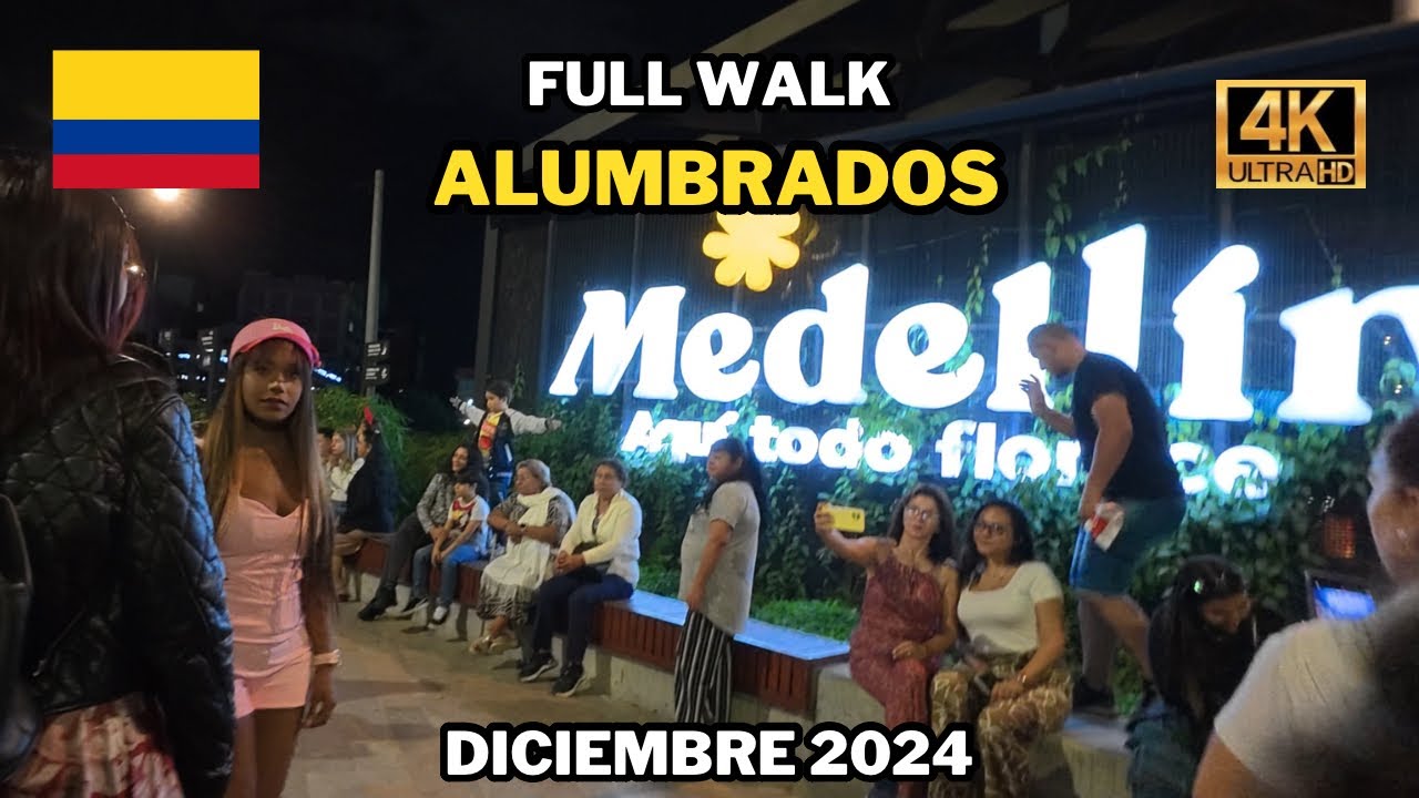 Navidad en Colombia | Recorrido COMPLETO Alumbrados del Rio Medellin 4K